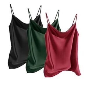 3 satin cowl-neck camisoles